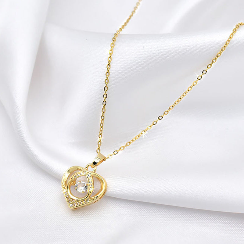 Fashion Dancing Love Necklace With Rhinestones