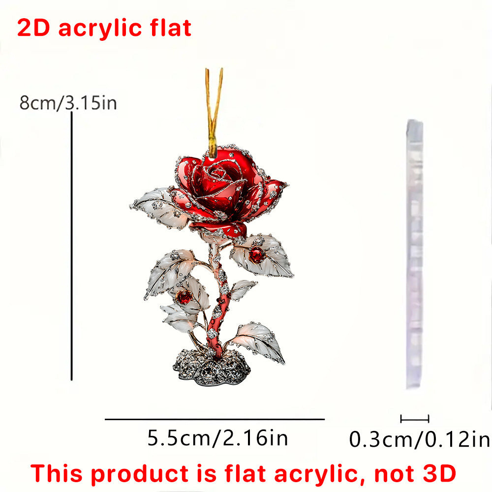 Red Rose 2D Pendant Car Interior Design